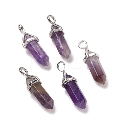 Natural Amethyst Pointed Pendants G-K329-34P-1