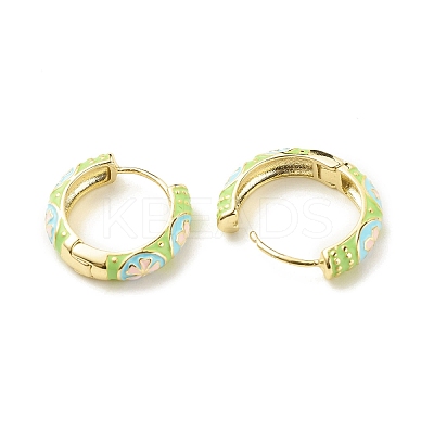 Flower Enamel Hoop Earrings LS-EJEW-G290-04G-A-1