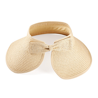 1Pc Women Straw Floppy Wide Brim Sun Hat AJEW-TA0002-59A-1