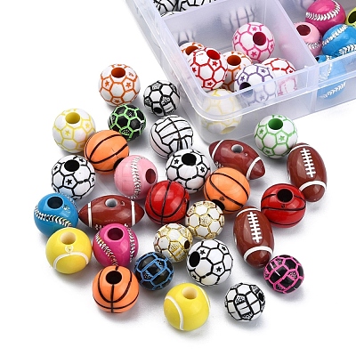 11 Style Sports Theme Acrylic Beads OACR-YW0001-92-1