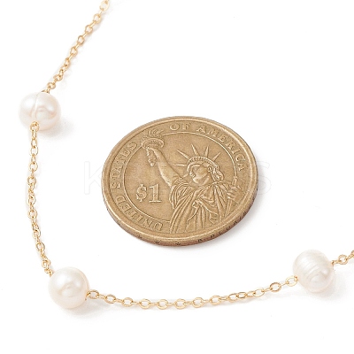 Natural Pearls Beaded Chain Necklace NJEW-JN04345-1