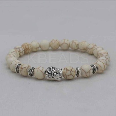 Volcano Stone Buddha Head Elastic Yoga Bracelet DIY Agate Buddha Bead Bracelet NA9896-4-1