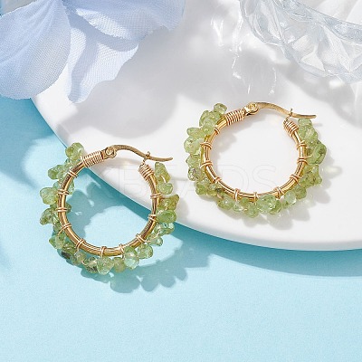 Natural Peridot Hoop Earring EJEW-JE05709-02-1