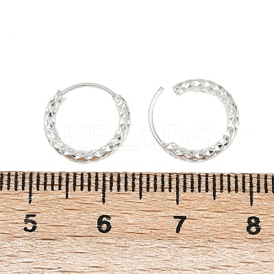Brass Textured Hoop Earrings EJEW-F378-03A-S-1