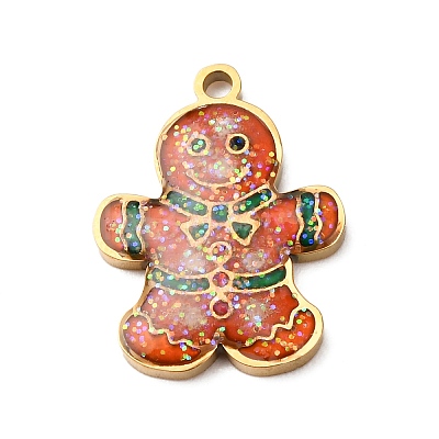 Christmas 304 Stainless Steel Enamel Pendants STAS-B112-02G-05-1