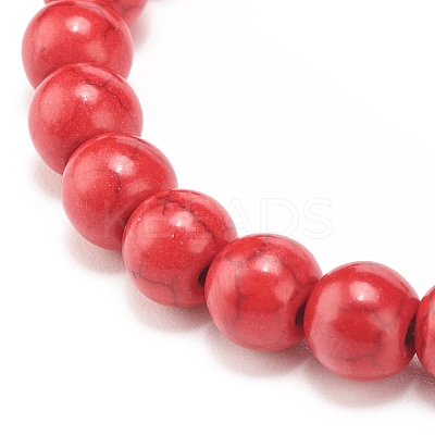 Natural White Jade & Synthetic Turquoise(Dyed) Stretch Bracelet with Cross BJEW-JB08295-04-1