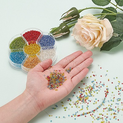 7 Colors Glass Round Seed Beads SEED-YW0001-24A-01-1