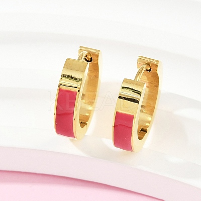 304 Stainless Steel Enamel Hoop Earrings EJEW-K268-19G-01-1