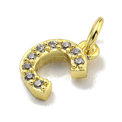 Letter Brass Micro Pave Clear Cubic Zirconia Pendants KK-K354-06G-C-1