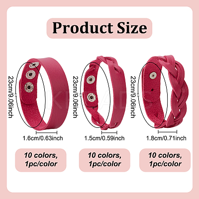30Pcs 30 Colors PU Leather Braided Cord Bracelet BJEW-AN0001-85-1