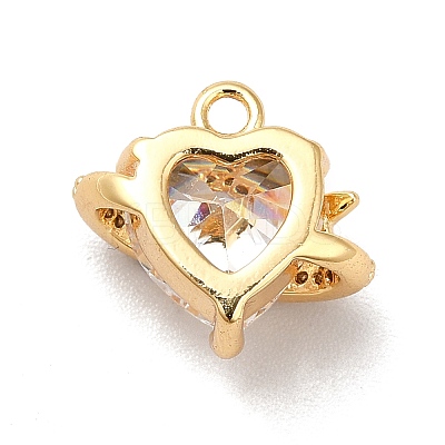 Brass Cubic Zirconia Charms KK-M233-10G-A-1