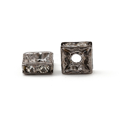 Brass Rhinestone Spacer Beads RB-A013-6x6-01B-1