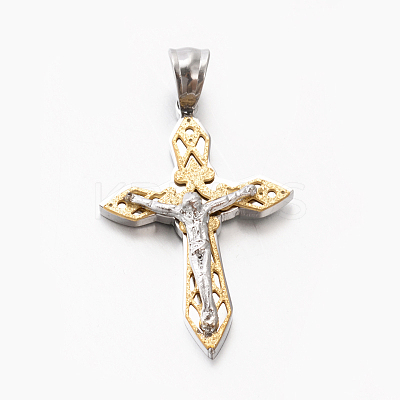 Easter Theme Womens Men's 201 Stainless Steel Crucifix Cross Pendants STAS-F010-46G-1