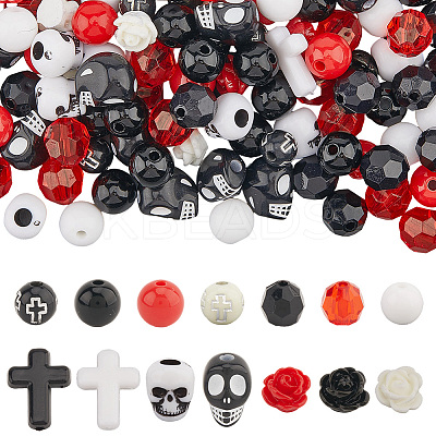 500Pcs 14 Styles DIY Acrylic and Resin Beads Kits Makings DIY-SC0030-56-1
