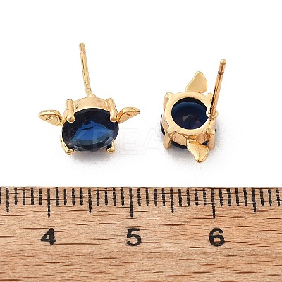 Bat Brass Glass Stud Earrings for Women EJEW-G428-15G-1