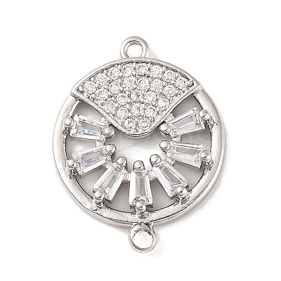 Brass Pave Clear Cubic Zirconia Connector Charms KK-S389-37P-1