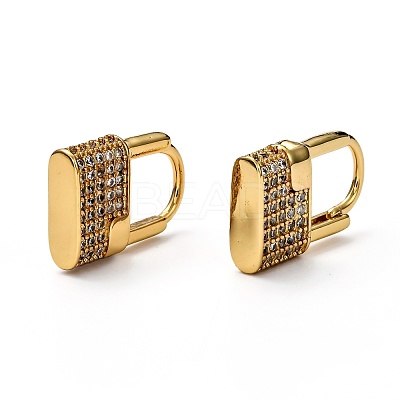 Brass Micro Pave Clear Cubic Zirconia Huggie Hoop Earrings EJEW-H121-17G-1