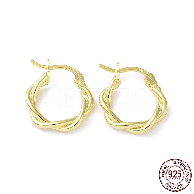 925 Sterling Silver Hoop Earrings EJEW-K258-15B-G-1