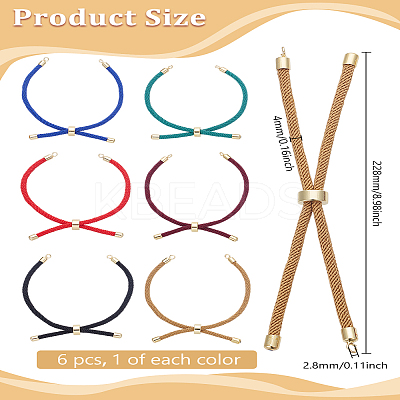 6Pcs 6 Colors Nylon Twisted Cord Bracelet Making MAK-LP0001-09-1