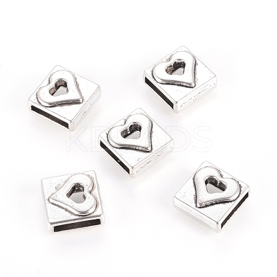 Square Tibetan Style Slide Charms Fit Pet Dog Cat Tag Collar Wristband X-TIBE-A124702-AS-FF-1
