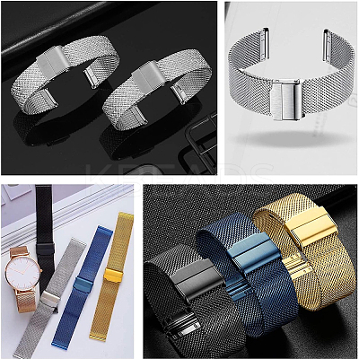 18Pcs 3 Styles Smooth Surface 201 Stainless Steel Watch Band Clasps STAS-UN0051-84-1