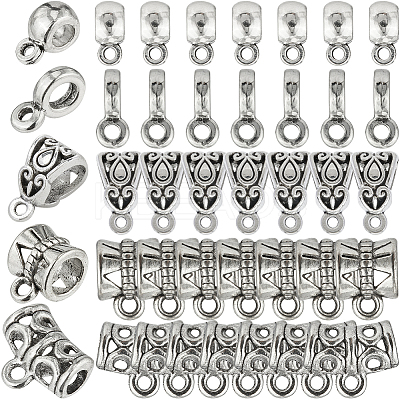 300Pcs 5 Styles Tibetan Style Alloy Tube Bails TIBE-SP0001-03AS-1