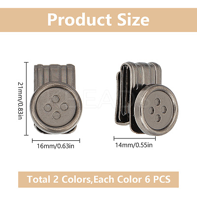 12Pcs 2 Colors Alloy & Iron Buttons DIY-DC0002-67-1