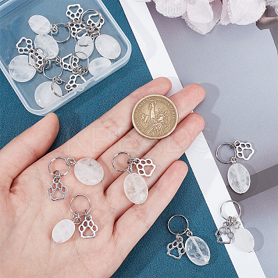 18Pcs Natural Quartz Crystal Keychains HJEW-CA0001-20-1