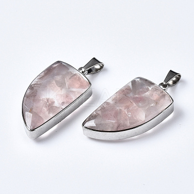 Natural Rose Quartz Pendants G-T128-05D-1