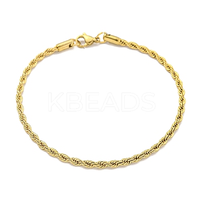 3MM 201 Stainless Steel Rope Chain Bracelets for Women LS-BJEW-R318-01G-1-1