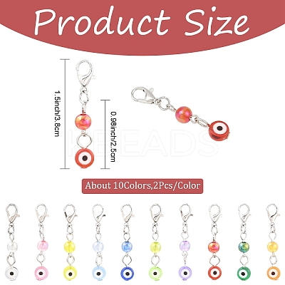 20Pcs 10 Colors Acrylic Evil Eye Pendant Decorations HJEW-YW00202-1