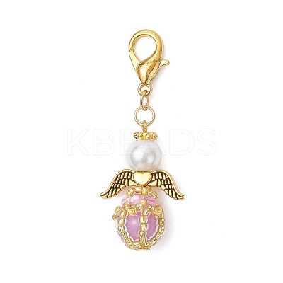 Luminous Acrylic & Handmade Glass Seed Beaded Pendants Decorations HJEW-MZ00379-01-1