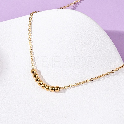 304 Stainless Steel Round Ball Beads Pendant Necklaces for Women NJEW-K255-50G-1