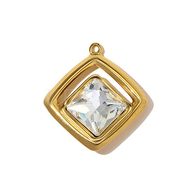 304 Stainless Steel Pave Cubic Zirconia Pendants STAS-OY010-14G-1-1