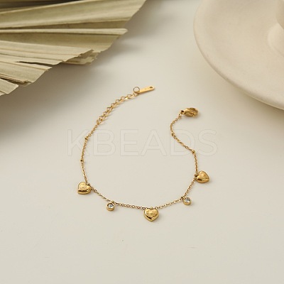 304 Stainless Steel Pave Clear Cubic Zirconia Charm Bracelets WG237FB-01-1