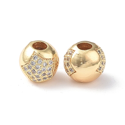 Brass Micro Pave Cubic Zirconia Beads KK-I702-19A-G-1