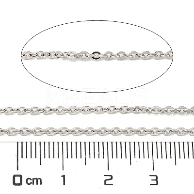 Anti-Tarnish Rhodium Plated 925 Sterling Silver Flat Cable Chains STER-F052-04P-03-1