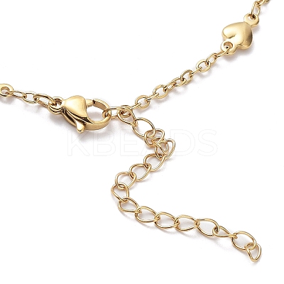 Ion Plating(IP) 304 Stainless Steel Heart Link Chain Necklace NJEW-K249-09G-1