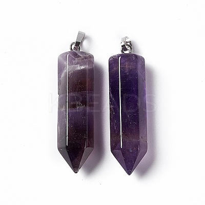 Natural Amethyst Double Terminated Pointed Pendants G-G926-01P-05-1