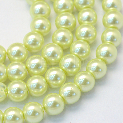 Baking Paint Pearlized Glass Pearl Round Bead Strands X-HY-Q330-8mm-46-1