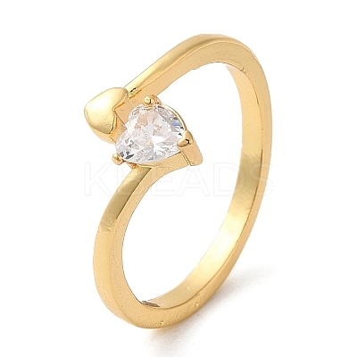 Rack Plating Brass Heart Solitaire Ring RJEW-Z014-02G-1