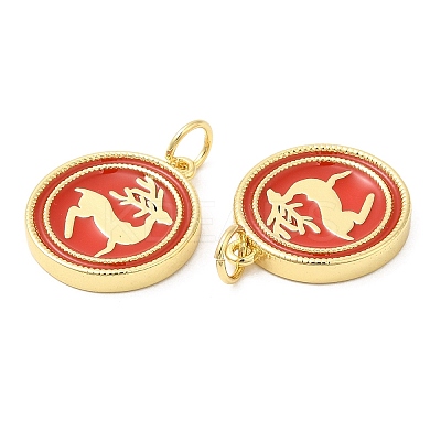 Christmas Rack Plating Brass Enamel Pendants KK-D037-03B-G-1