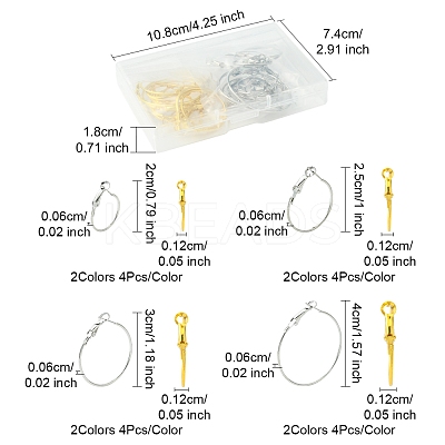 32Pcs 8 Styles Iron Huggie Hoop Earring Findings IFIN-FS0001-49A-1