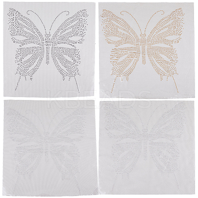 4Pcs 4 Colors Butterfly Glitter Hotfix Rhinestone DIY-FH0007-36-1
