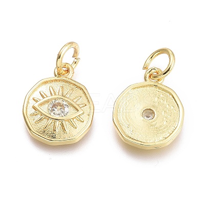 Brass Micro Pave Cubic Zirconia Pendants KK-P187-17E-G-1