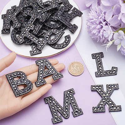 Alphabet Resin Rhinestone Patches DIY-GF0009-18B-1