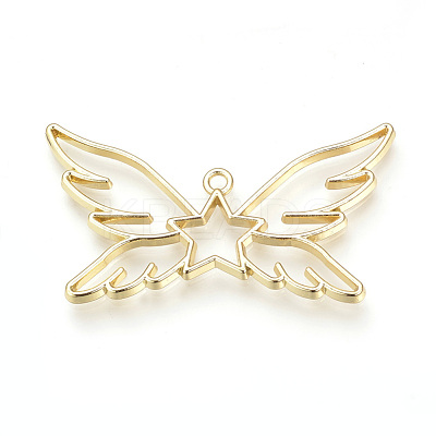 Rack Plating Alloy Open Back Bezel Big Pendants PALLOY-R099-13G-FF-1