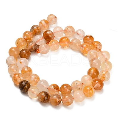 Natural Yellow Hematoid Quartz/Golden Healer Quartz Beads Strands G-F820-K03-8mm-1