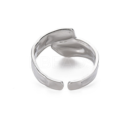Non-Tarnish 304 Stainless Steel Irregular Wide Band Open Cuff Ring for Women RJEW-N038-049P-1