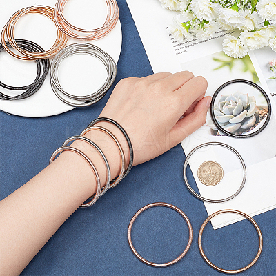 16Pcs 4 Colors Steel Wire Round Snake Chain Stretch Bracelets Set BJEW-BC0001-23-1